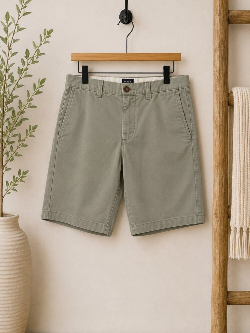 J.Crew Factory Men’s 9” Chino Shorts Size 30 Green Stretch Cotton NWT